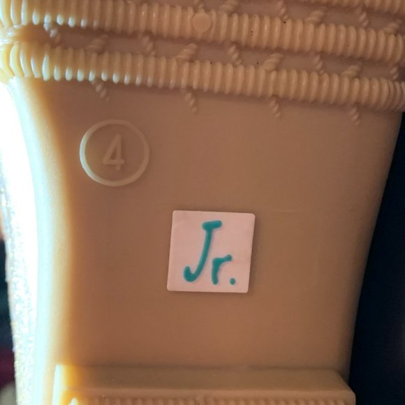 JACK ROGERS Miss Chloe Glitter Platinum Leather Rubber Boots - Picture 11 of 12